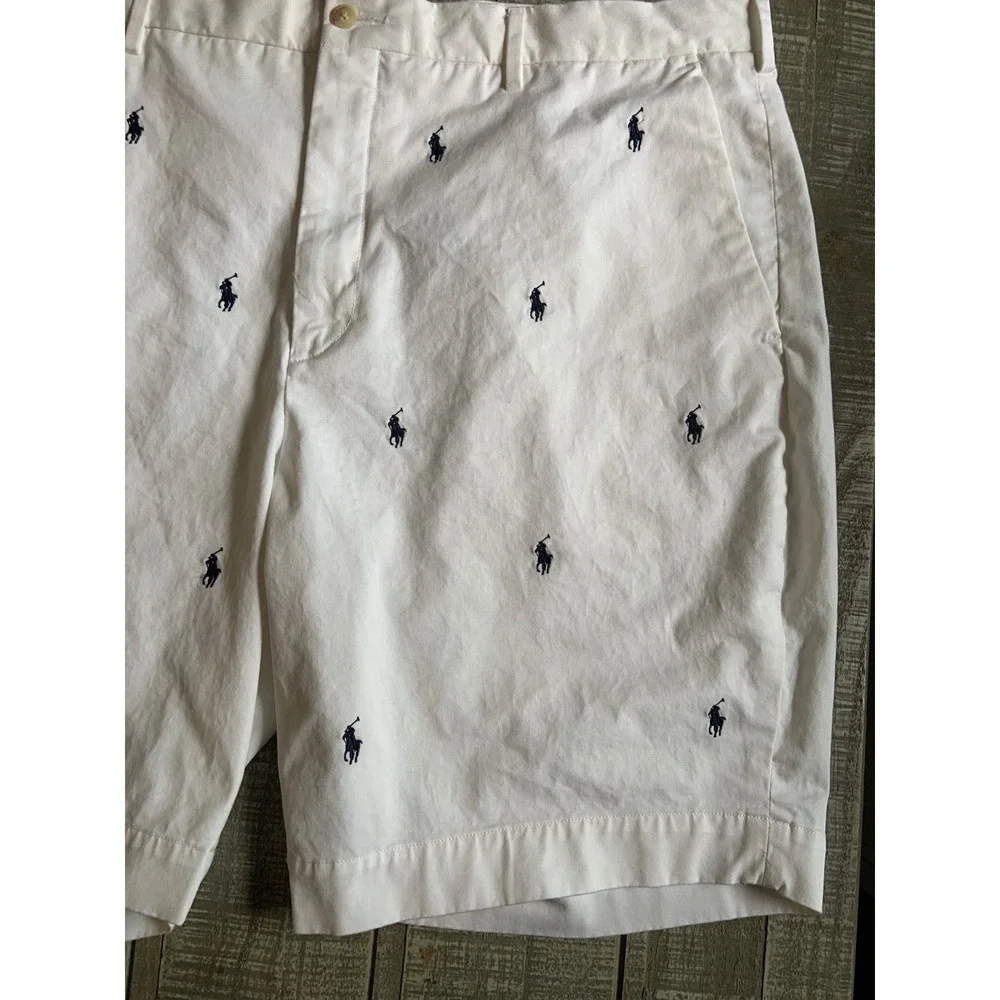 Polo Ralph Lauren White All Over Pony Shorts Size 42 Stretch Classic Fit 9